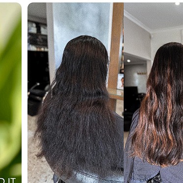 Dark hair before and after