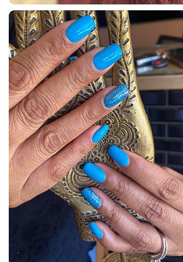 Bright blue manicure