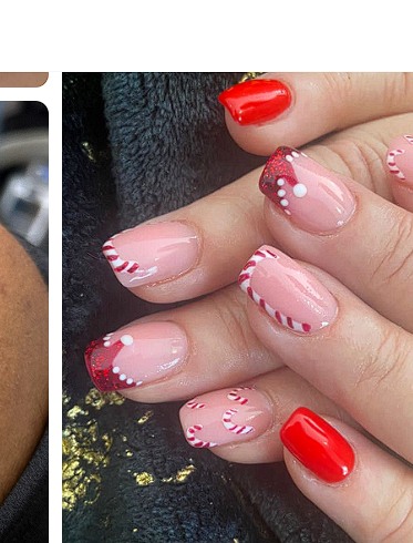 Pink and red candy nail art